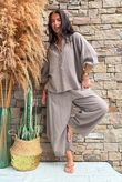 Annie Cushion Cotton Barrel Culotte Pant Earth